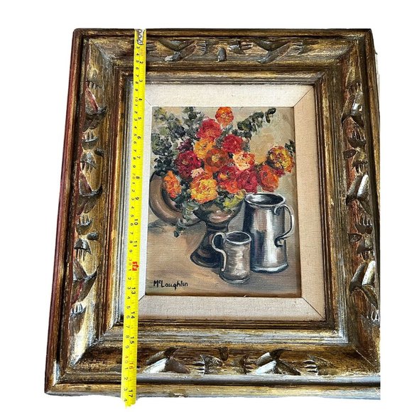 Original Oil Painting Impressionist-Still Life-Signed McLaughlin Gold Frame VTG - Picture 5 of 10